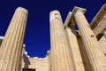 View of Propylaea, the monumental entrance to the Acropolis of Athens Royalty Free Stock Photo