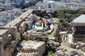Workers and technicians during restoration works at the archaeological site of Acropolis