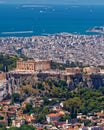 Greece  Athens panoramic view with Parthenon temple on acropolis hill and Plaka old neighborhood Royalty Free Stock Photo