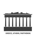 Greece, Athens, Parthenon travel landmark vector illustration