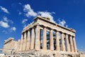 Greece, Athens, The Parthenon under renovation with scaffolding