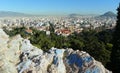 Greece, Athens, view of the city from the Areopagus (Mars Hill) Royalty Free Stock Photo