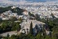 Greece, Athens. View of a hill Areopagus and hill of Nymphs Royalty Free Stock Photo