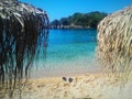 Greece syvota beach sunbed sand sea blue holiday travel