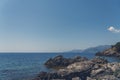 Beautiful mediterranean sea landscape with blue sky and rocky coast Royalty Free Stock Photo