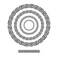 Greece brushs patterns in a circle line black shape design vector graphic round frames with fully editable stroke width