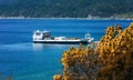 Greece cargo ferry in the tilt shift