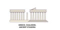 Greece, Chalkidiki,Ancient Stageira, travel landmark vector illustration
