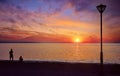 Greece Chalkidiki. Picturesque sunset at coast Aegean