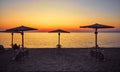 Greece Chalkidiki. Picturesque sunset at coast Aegean