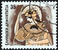 GREECE - CIRCA 1986: A stamp printed in Greece from the `Gods of Olympus` issue shows goddess Athena, circa 1986.