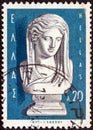 GREECE - CIRCA 1967: A stamp printed in Greece from the `Greek sculptors` issue shows `Night` by Ioannis Cossos, circa 1967.