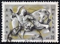 GREECE - CIRCA 1970: A stamp printed in Greece shows Hercules and the Cretan bull, circa 1970.