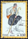 GREECE - CIRCA 1973: A stamp printed in Greece shows a man from Skyros island, circa 1973.