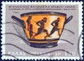 GREECE - CIRCA 1967: A stamp printed in Greece shows Marathon Cup, first Olympics 1896, Spyros Louis winner, circa 1967.