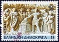 GREECE - CIRCA 1985: A stamp printed in Greece shows Roman period Galerius`s Arch detail, circa 1985.