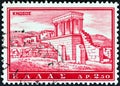 GREECE - CIRCA 1961: A stamp printed in Greece from the `Tourist Publicity` issue shows Knossos palace, circa 1961.