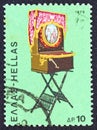 GREECE - CIRCA 1975: A stamp printed in Greece shows a Barrel organ laterna, circa 1975.