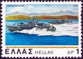GREECE - CIRCA 1978: A stamp printed in Greece from the `Greek navy` issue shows motor torpedo-boat `Andromeda`, circa 1978.