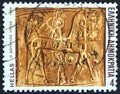 GREECE - CIRCA 1983: A stamp printed in Greece from the `Homeric epics` issue shows the Trojan horse, circa 1983. Royalty Free Stock Photo