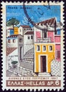 GREECE - CIRCA 1967: A stamp printed in Greece from the `International Tourist Year` issue shows Plaka, Athens, circa 1967.