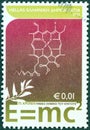 GREECE - CIRCA 2005: A stamp printed in Greece shows `E = mc2` mass energy equivalence formula of Einstein, circa 2005.