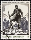 GREECE - CIRCA 1982: A stamp printed in Greece the Onset of the Struggle in Crete P. Gravalos, circa 1982.