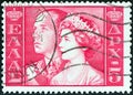 GREECE - CIRCA 1956: A stamp printed in Greece from the `Royal Family` issue shows King Paul and Queen Frederica, circa 1956. Royalty Free Stock Photo