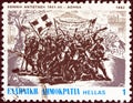 GREECE - CIRCA 1982: A stamp printed in Greece shows Demonstration in Athens, 25 March 1942 P. Zachariou, circa 1982.