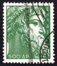 GREECE - CIRCA 1954: A stamp printed in Greece shows god Zeus statue which was found at Artemisio cape, circa 1954.