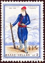 GREECE - CIRCA 1966: A stamp printed in Greece shows revolutionary leader Hatzi Mihalis Giannaris, circa 1966.