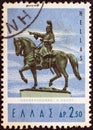 GREECE - CIRCA 1967: A stamp printed in Greece shows a statue of leader of the Greek War of Independence Theodoros Kolokotronis