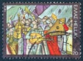 GREECE - CIRCA 1975: A stamp printed in Greece shows a traditional band of ecclesiastic musicians praising God, circa 1975.