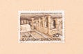 A stamp printed in Greece shows an underground burial site, circa 1985