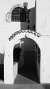 A Greece classic village house entrance, in Black and white Royalty Free Stock Photo