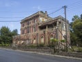 Greece, corfu, Kerkyra town, september 26, 2018: Old classic greek abandoned rundown villa in Kerkyta town main road