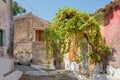 View of an alley in Sinarades on Corfu in Greece Royalty Free Stock Photo