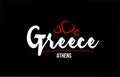 Greece country on black background with red love heart and its capital Athens