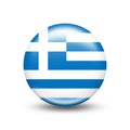 Greece country flag in sphere with white shadow
