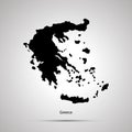 Greece country map, simple black silhouette on gray