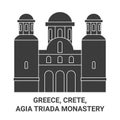 Greece, Crete, Agia Triada Monastery travel landmark vector illustration
