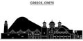 Greece, Crete architecture vector city skyline, travel cityscape with landmarks, buildings, isolated sights on