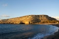 Greece, Crete, the bay and cliffs  at the resort of Matala. Royalty Free Stock Photo