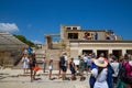 Greece, Crete. Tourists visiting the Knossos ruins, ceremonial and political centre of the tsar Minos. Royalty Free Stock Photo