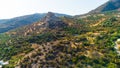 Greece, Crete, landscape with olive trees and tiny mountain village Royalty Free Stock Photo