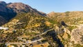 Greece, Crete, landscape with olive trees and tiny mountain village Royalty Free Stock Photo