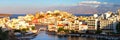 Panoramic view on Agios Nikolaos at sunset, Crete Island, Greece Royalty Free Stock Photo