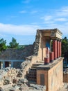 Greece, Crete, side view, vertical, Knossos palace dates from 1900BC, architectural and archaeological site Royalty Free Stock Photo