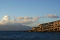 Greece, Crete, a view to distant mountatins from the resort of Matala. Royalty Free Stock Photo