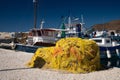 Greece, Cyclades, Amorgos island, fishing boat in Aegiali harbor